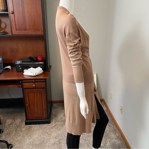 SUNDANCE- Gracie Cardigan Wool Blend Size M Tan Duster Sweater - Picture 8 of 9